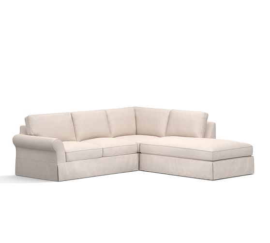 PB COMFORT ROLL ARM SLIPCOVERED 3-PIECE BUMPER SECTIONAL WITH CORNER Pottery Barn slipcovered furniture sale