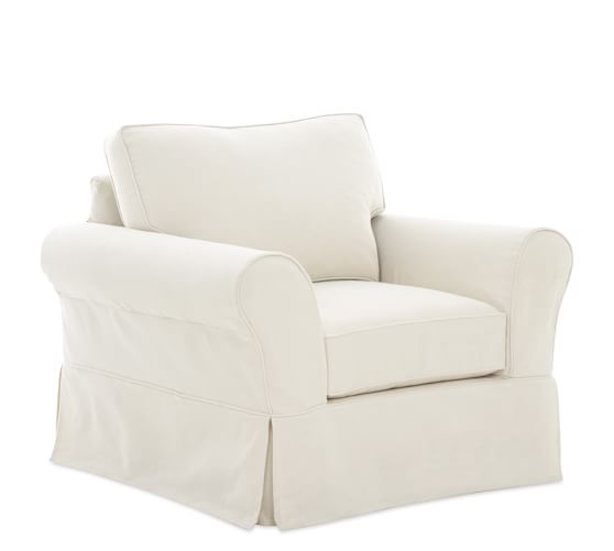 PB COMFORT ROLL ARM SLIPCOVERED SWIVEL ARMCHAIR Pottery Barn upholstered furniture and slipcovered furniture sale
