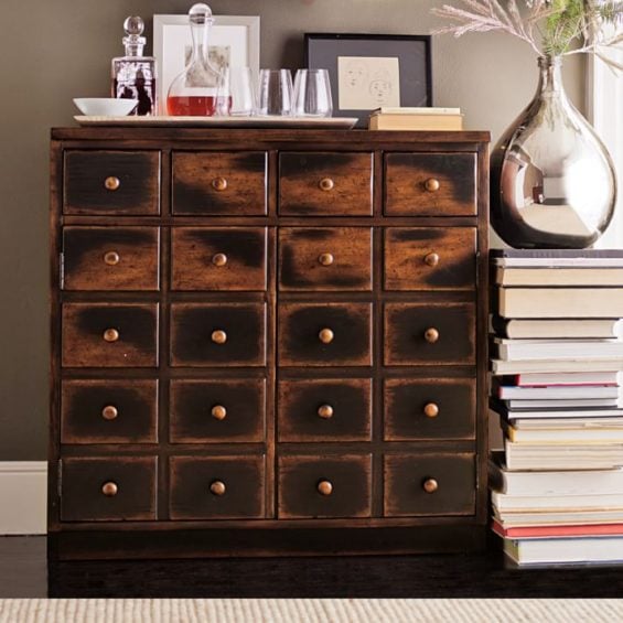 Pottery Barn ANDOVER CABINET Weathered Walnut pottery barn warehouse clearance sale