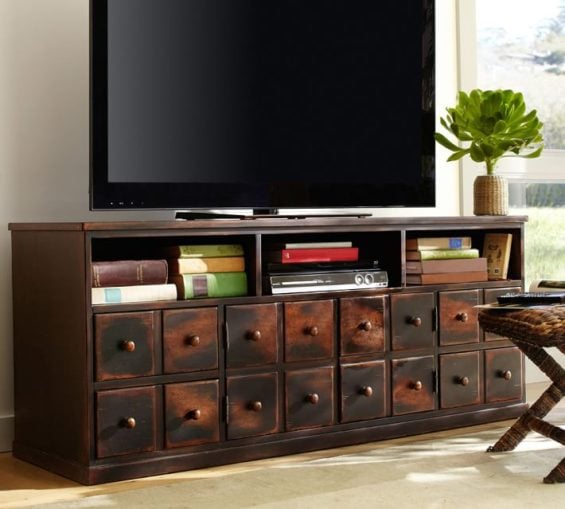 Pottery Barn ANDOVER MEDIA CONSOLE Weathered Walnut pottery barn warehouse clearance sale