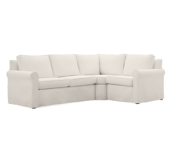 Pottery Barn CAMERON ROLL ARM SLIPCOVERED 3-PIECE SECTIONAL WITH WEDGE pottery barn slipcovered furniture sale