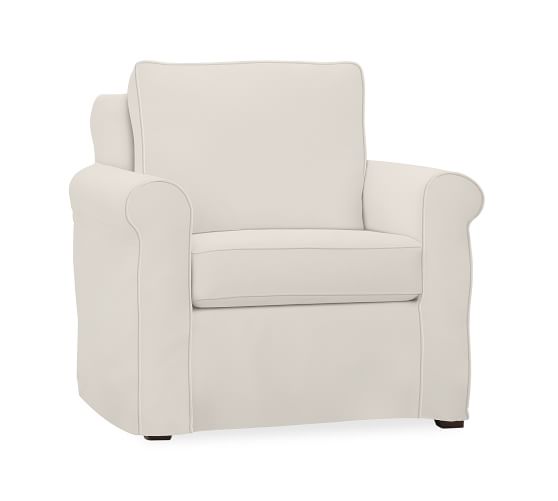 Pottery Barn CAMERON ROLL ARM SLIPCOVERED ARMCHAIR Pottery barn upholstered furniture slipcovered sofas sale 
