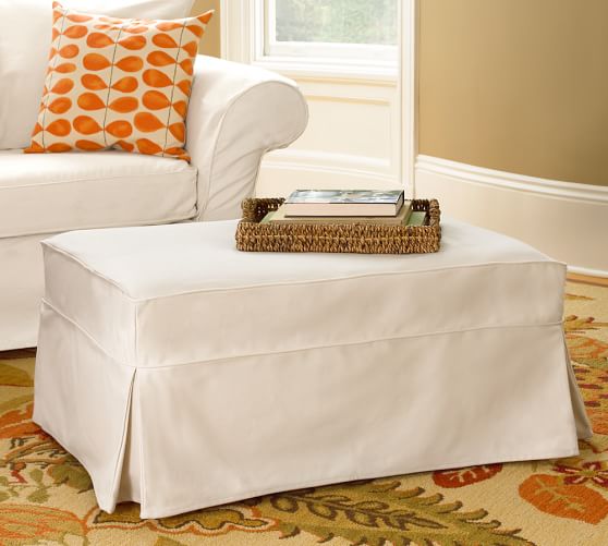 Pottery Barn CHARLESTON SLIPCOVERED OTTOMAN