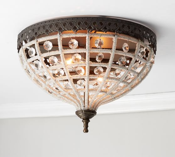 Pottery Barn DALILA BEADED CRYSTAL FLUSHMOUNT pottery barn warehouse clearance sale