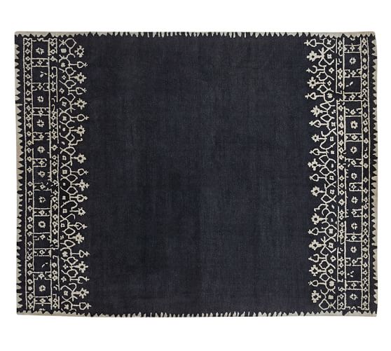 Pottery Barn DESA BORDERED WOOL RUG - INDIGO BLUE pottery barn warehouse clearance sale