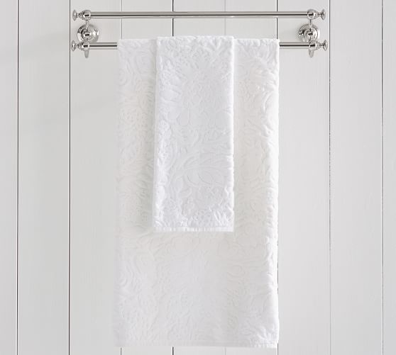Pottery Barn ISAAC FLORAL SCULPTED JACQUARD WOVEN BATH TOWELS pottery barn towels sale