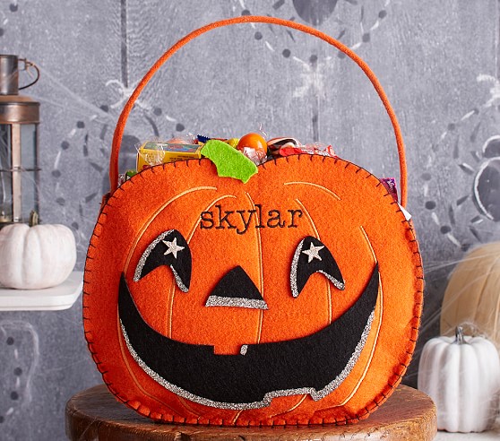 Pottery Barn Kids Pumpkin Felt Tote Treat Bag pottery barn kids halloween costumes 