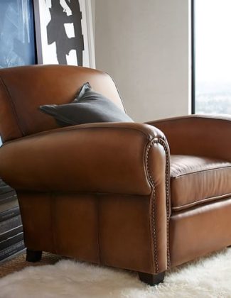 Pottery Barn MANHATTAN LEATHER ARMCHAIR WITH NAILHEADS pottery barn leather furniture sale