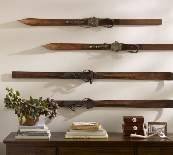 Pottery Barn PB FOUND WOODEN SKIS - SET OF 2 pottery barn sale 