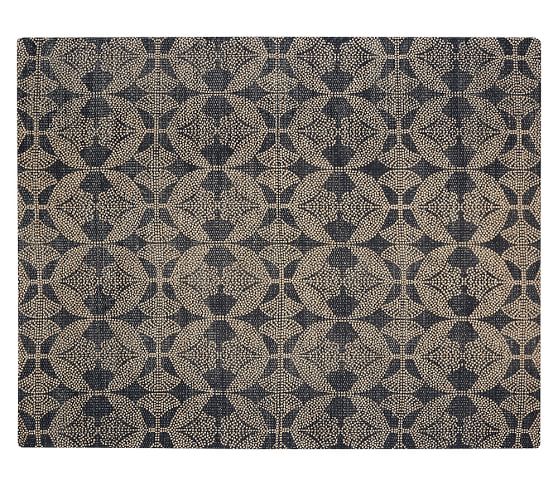 Pottery Barn ROSIE PRINTED NATURAL FIBER RUG - BLUE 9 x 12 pottery barn rugs 40% off sale