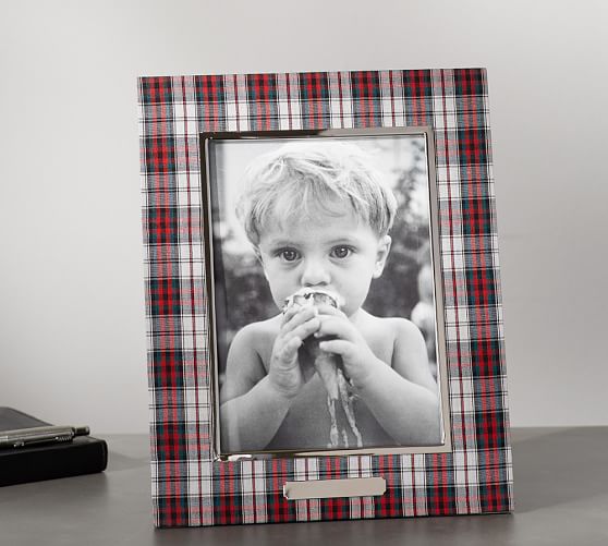 Pottery Barn WHITE PLAID FRAME WITH PERSONALIZABLE PLAQUE BENEFITING ST. JUDE CHILDREN'S RESEARCH HOSPITAL pottery barn 20% sale