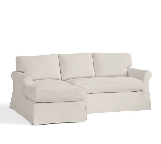 Pottery Barn YORK ROLL ARM SLIPCOVERED SOFA WITH CHAISE SECTIONAL