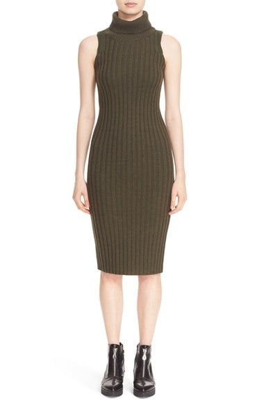Public School Turtleneck Sleeveless Midi Sweater Dress Army Green sweater dresses fall 2016