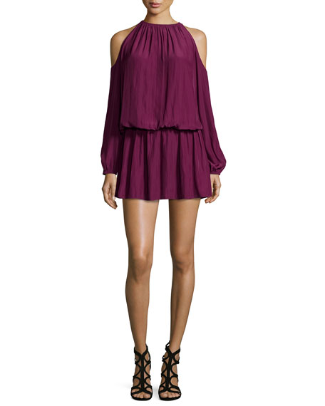 Ramy Brook Lauren Cold-Shoulder Blouson Dress Sangria cold shoulder dresses fall wedding guest season
