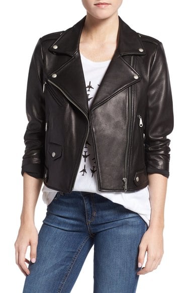 Rebecca Minkoff 'Wes' Perforated Panel Leather Moto Jacket Black leather moto jackets fall 2016