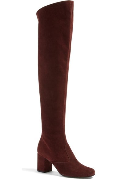 Saint Laurent 'Babies' Over the Knee Boot (Women) Burgundy Suede over the knee boots fall 2016