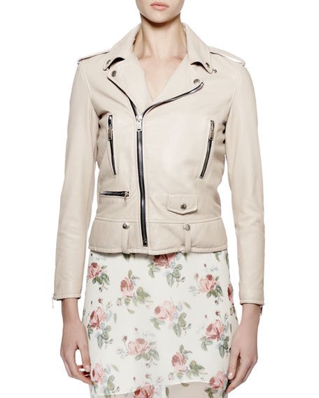 Saint Laurent Classic Moto Leather Jacket Rose Poudre leather moto jackets fall 2016