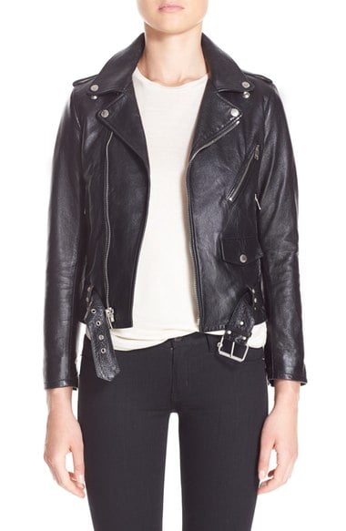 Saint Laurent Studded Lambskin Leather Moto Jacket Black Silver leather moto jackets fall 2016