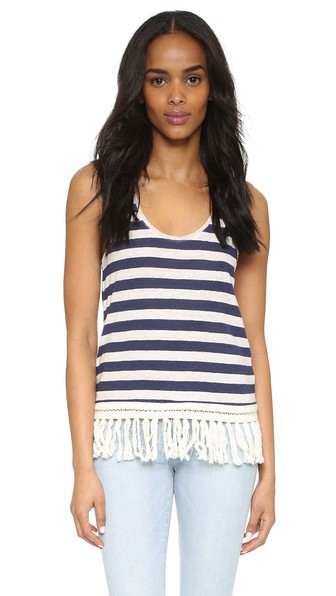 Scotch & Soda/Maison Scotch Fringe Tank Blue Stripe Tassels fringe tops summer fall