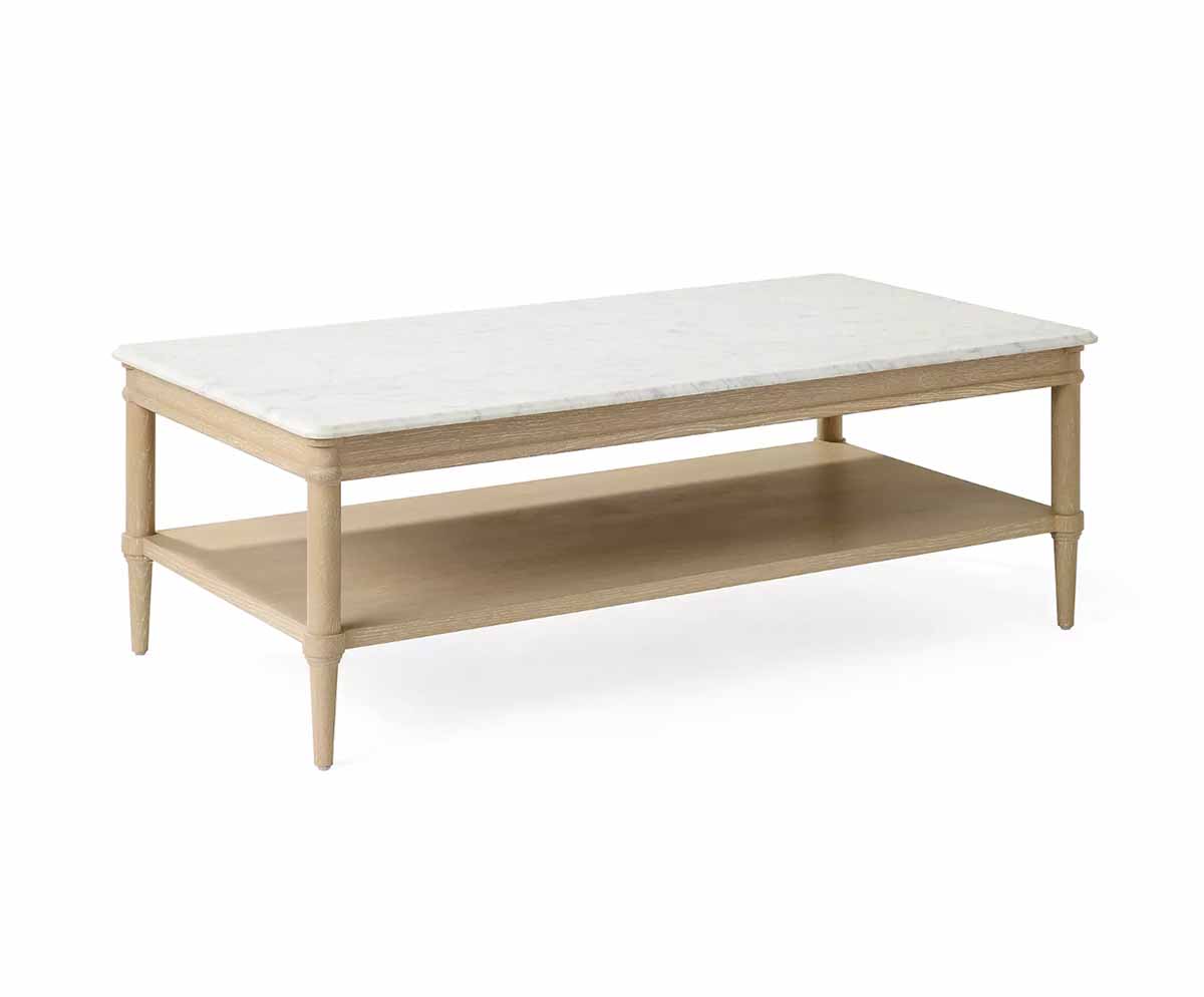 Serena & Lily Chesapeake Rectangular Coffee Table  best marble coffee tables