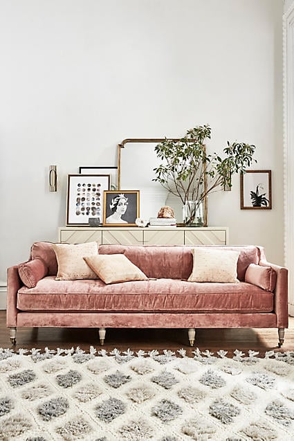 Slub Velvet Leonelle Sofa Rosewood Anthropologie anthro days