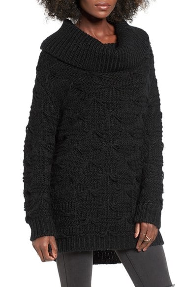 Somedays Lovin 'Back at the Ranch' Cowl Neck Knit Tunic Black cowl neck sweaters fall 2016