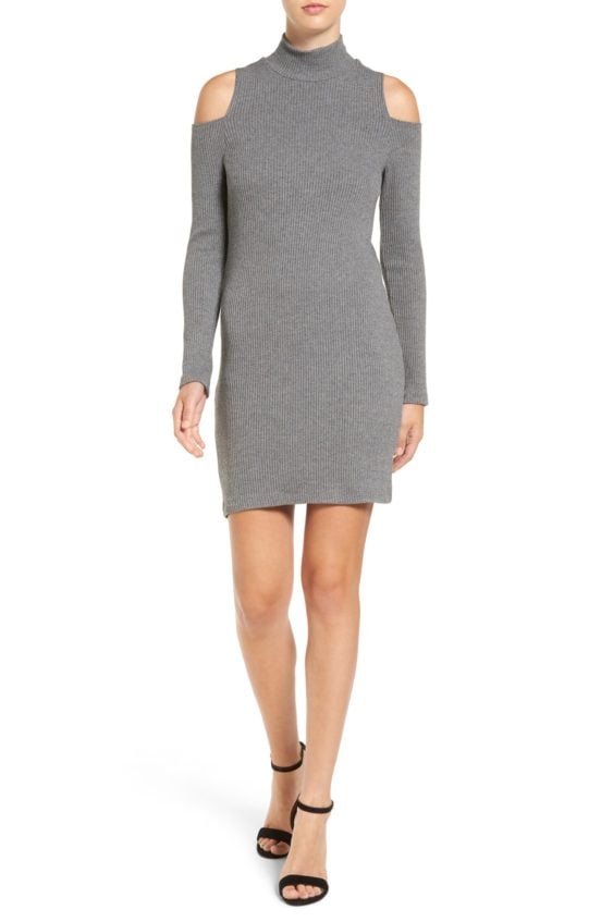 Splendid Cold Shoulder Sweater Dress Dark Heather Grey sweater dresses fall 2016