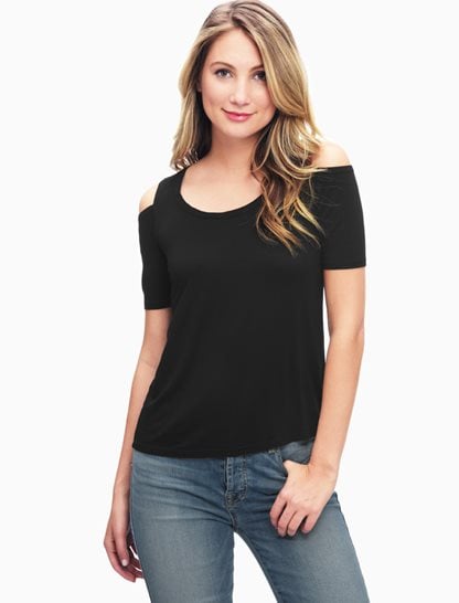 Splendid Rayon Jersey Cold Shoulder Tee Black labor day weekend sales