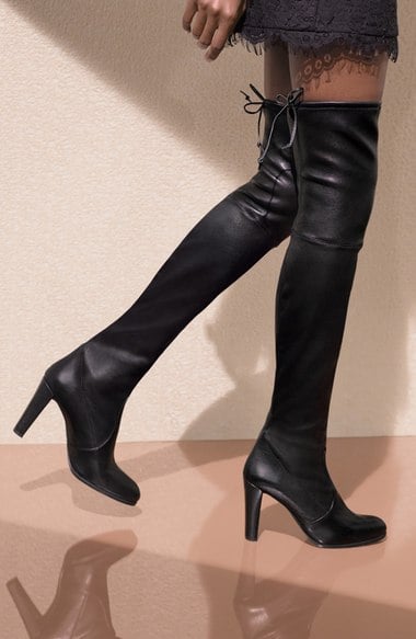 Stuart Weitzman 'Highland' Over the Knee Boot Nero Plunge Stretch over the knee boots fall 2016