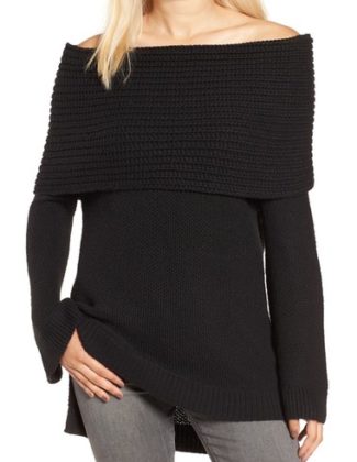 Sun & Shadow Cowl Off the Shoulder Sweater Black off the shoulder sweaters fall 2016