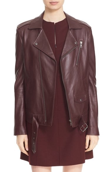 Theory 'Tralsmin Wilmore' Lambskin Leather Moto Jacket Garnet leather moto jackets fall 2016