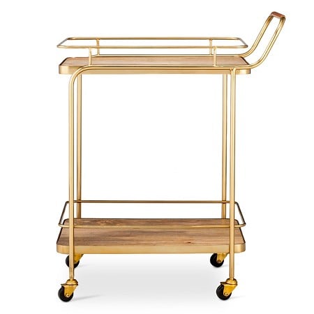 Threshold™ Metal/Wood/Leather Bar Cart - Gold target bar carts under $200