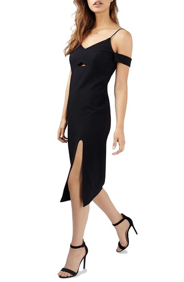 Topshop Cold Shoulder Midi Dress Black cold shoulder dresses fall wedding guest