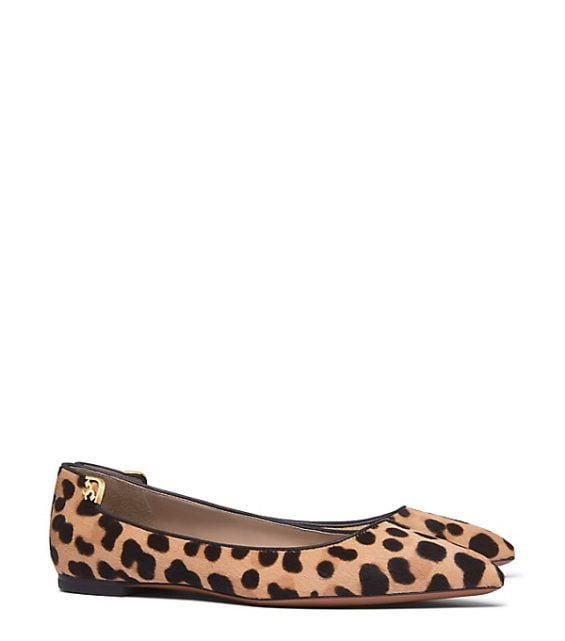 Tory Burch ELIZABETH CALF HAIR FLAT Leopard Print Coconut tory burch fall event