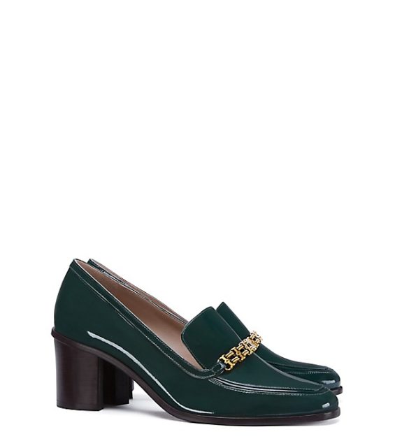Tory Burch GEMINI LINK PATENT MID-HEEL LOAFER Jitney Green tory burch fall event