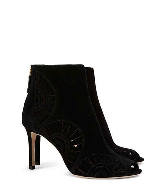 Tory Burch LEYLA OPEN-TOE BOOTIE Black Suede tory burch fall event sale