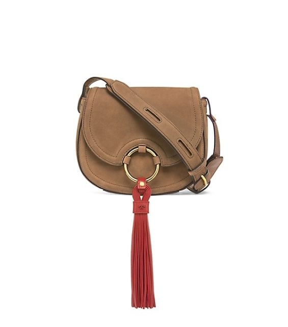 Tory Burch TASSEL MINI SADDLEBAG River Rock tory burch fall event