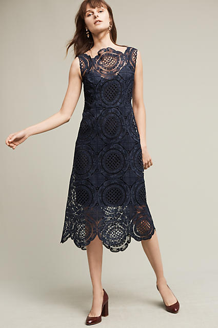 Tracy Reese Barlion Lace Dress Navy Blue lace dresses fall wedding guest 