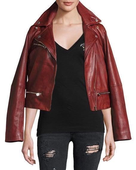 True Religion Lace-Up Leather Moto Jacket Mustang leather moto jackets fall 2016