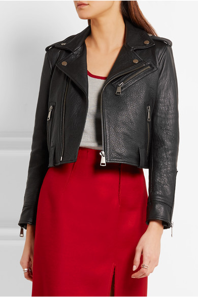 VICTORIA, VICTORIA BECKHAM Textured-leather biker jacket black leather moto jackets fall 2016