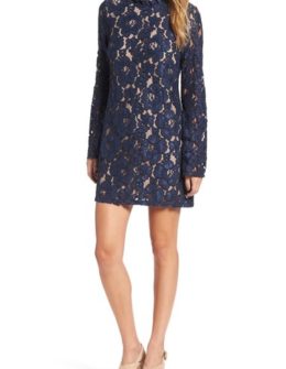 Wayf Lace Shift Dress Navy lace dresses fall wedding guest season