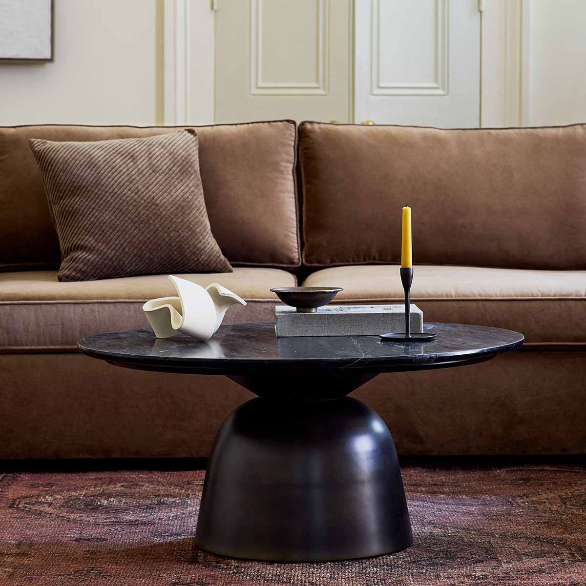 West Elm Olina Marble Coffee Table (36) Marine Marble Top Vintage Bronze Bottom best marble coffee tables