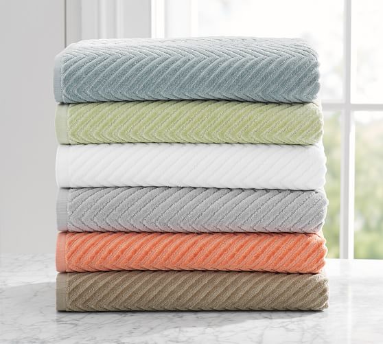 Pottery Barn CHEVRON SCULPTED 650-GRAM WEIGHT BATH TOWELS pottery barn towels sale