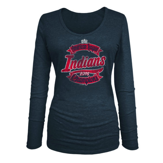 5th & Ocean by New Era Cleveland Indians Women's Navy 2016 American League Champions Long Sleeve T-Shirt