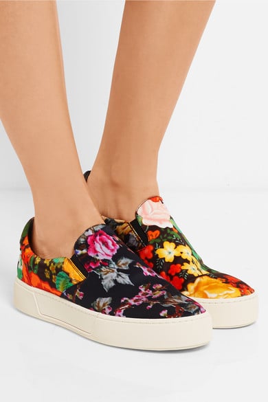 BALENCIAGA Floral-print satin slip-on sneakers