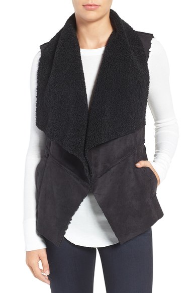 BB Dakota Goslett Faux Shearling Vest Black faux fur vests fall 2016
