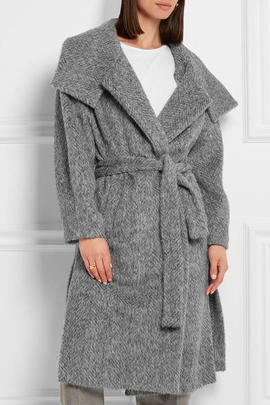 BY MALENE BIRGER Eclipse belted brushed woven coat gray alpaca wrap coats fall 2016