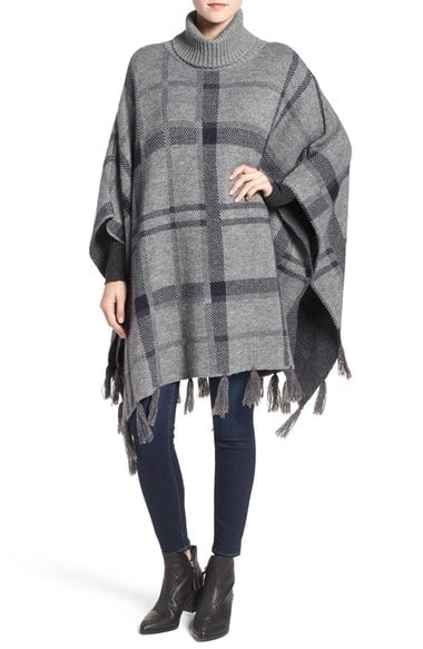 Barbour 'Nebbit' Wool Blend Turtleneck Cape Light Grey Marl capes fall 2016