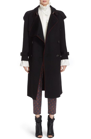Burberry Asymmetrical Drape Cashmere Trench Black trench coats fall 2016