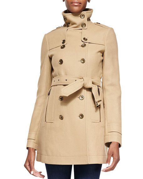 Burberry Brit Funnel-Collar Trench Coat Camel trench coats fall 2016